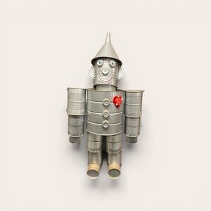 Folk Art Tin Man Sculpture Wizard Of Oz Recycled Robot Vintage 24 Inch